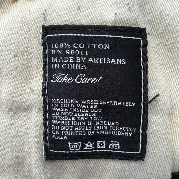 AKOO Jeans Mens 40/34 Blue Paint Splatter Distressed No Rivals Patch Big Oak Fit - Picture 11 of 16